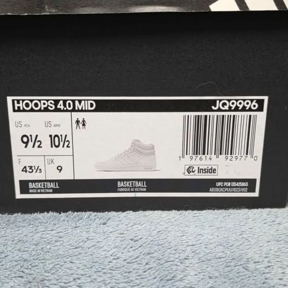 Adidas Hoops 4.0 Mid White Sneakers Men's 9.5 / Women's 10.5